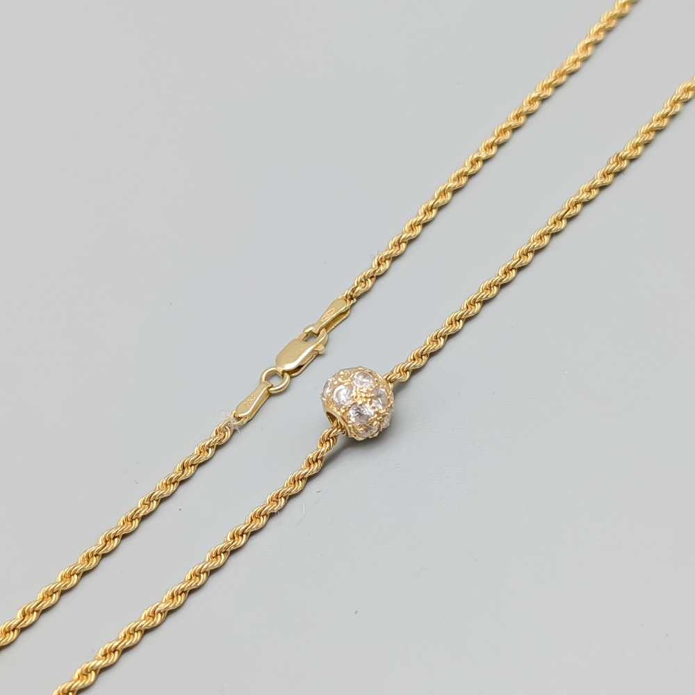 42.5cm Rope Chain in Gold with Pendant with White Stones 18K 3.88g - Image 2
