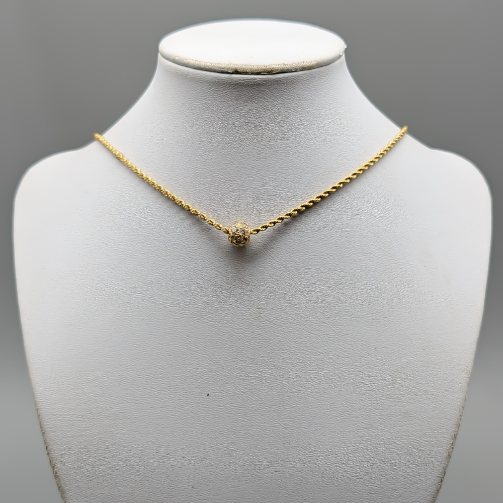42.5cm Rope Chain in Gold with Pendant with White Stones 18K 3.88g