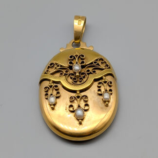 Pendant in Gold with Pearls 18K 14.96g 39mm