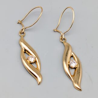 Earrings in Gold with White Stones 18K 0.85g 38mm