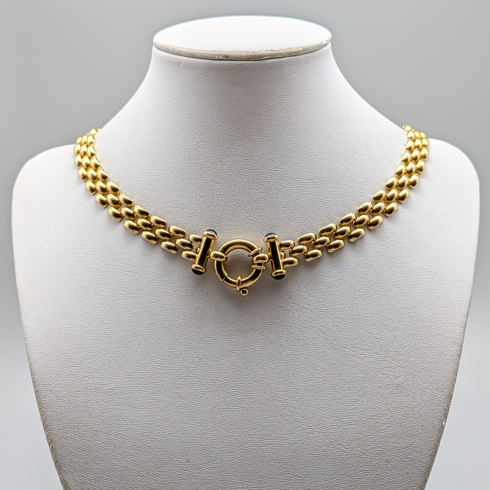 42.5cm Ronco Necklace in Gold with Blue Stones 18K 44.23g