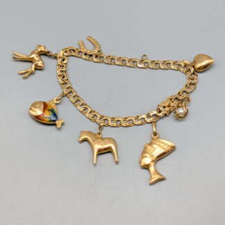 20cm Bismarck Chain in Gold with Charms 18K 21.18g