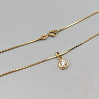 45cm Snake Chain in Gold with Diamond Pendant 18K 6.3g