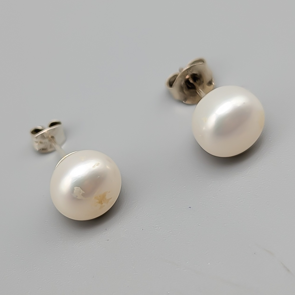 Earrings in Silver with Cultured Pearls S925 2.32g 10mm - Image 2