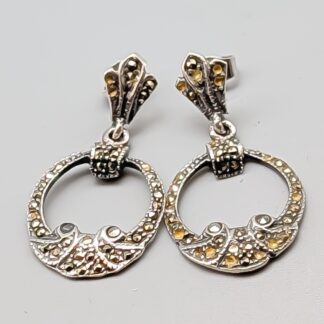 Earrings in Silver with Markasit S925 4.3g 33mm