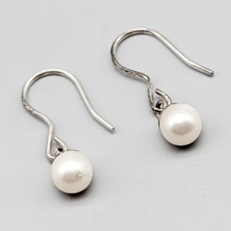 Earrings in Silver with Faux Pearls S925 0.71g 22mm