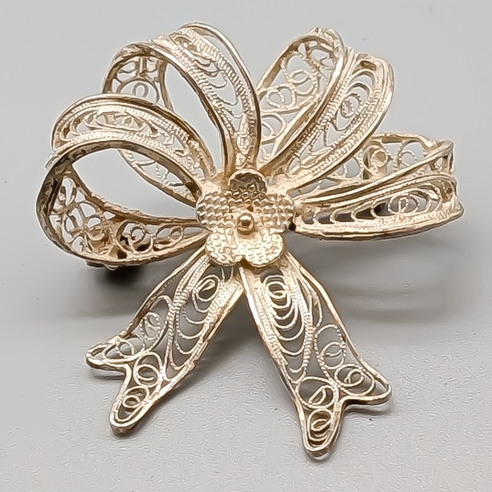 Brooch in Silver Bow with Filigree S800 4.63g 38mm