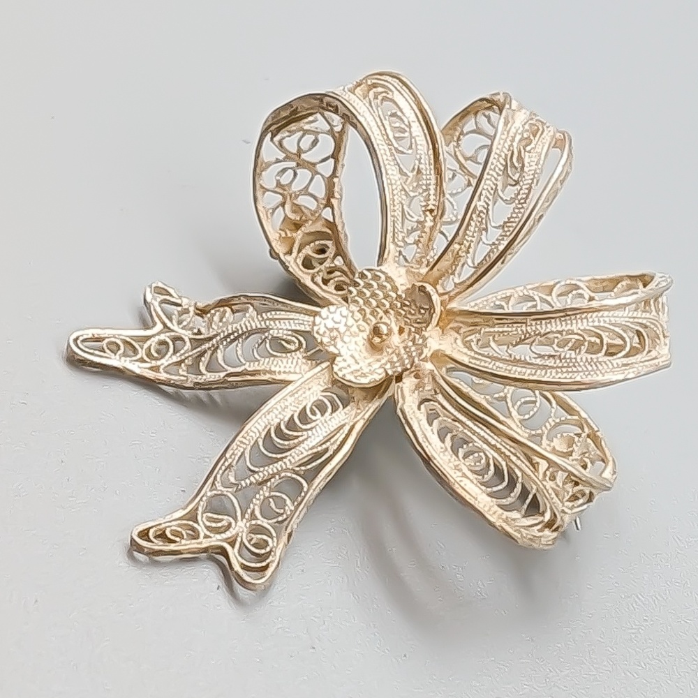 Brooch in Silver Bow with Filigree S800 4.63g 38mm - Image 2