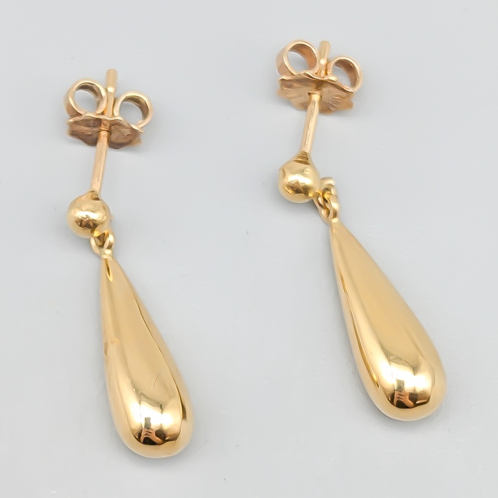 Earrings in Gold Drops 18K 1.93g 21mm - Image 2