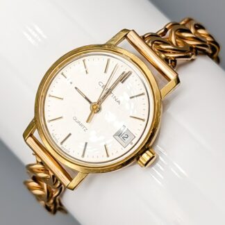 Certina Gold Watch with Graduated Bismarck Chain 14K 28.48g 19cm