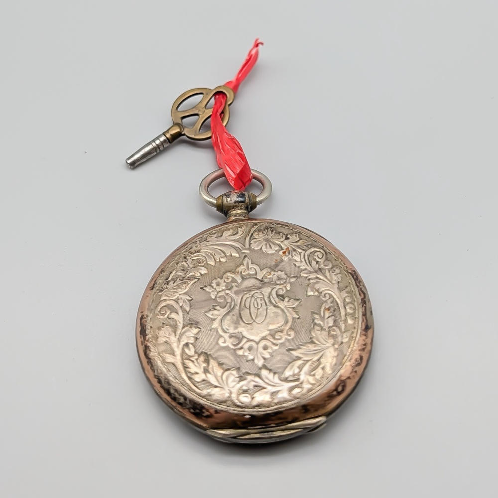 Pocket Watch in Silver with Nyckel S800 80.55g 67cm - Image 2