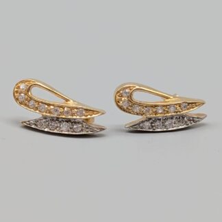Earrings in Multicolored Gold with White Stones 18K 5.43g 24mm