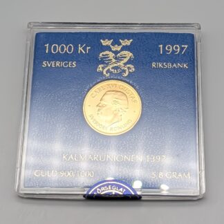 1 pcs Investment Coin in Gold, 1000 SEK, 1997, Kalmar Union 600 years 21K 5.84g 21mm