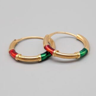 Hoops in Gold with Multicolored Stones 18K 4.37g 22mm