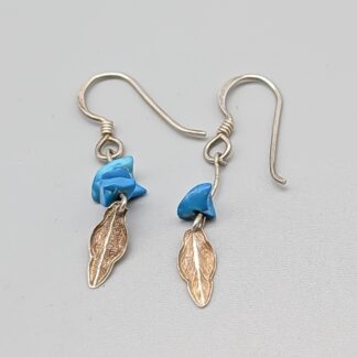Earrings in Silver with Turquoise Stones S830 1.14g 40mm