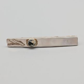 Tie Clip in Silver with Multicolored Porphyry Stone S830 5.4g 53mm
