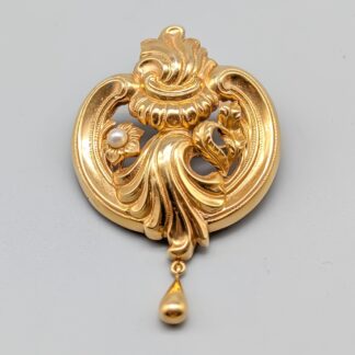 Brooch in Gold with Cultured Pearl 18K 7.16g 50mm