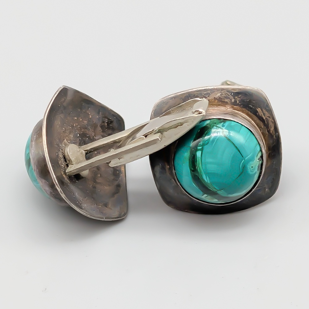 Cufflinks in Silver with Malakiter S830 11.21g 18mm - Image 2