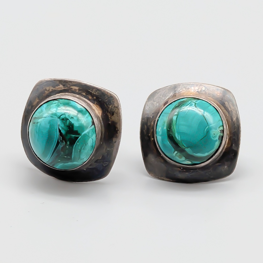 Cufflinks in Silver with Malakiter S830 11.21g 18mm