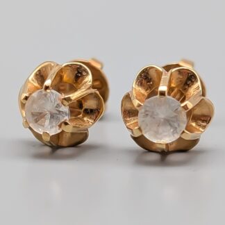 Earrings in Gold with White Stones 18K 2.32g 8mm