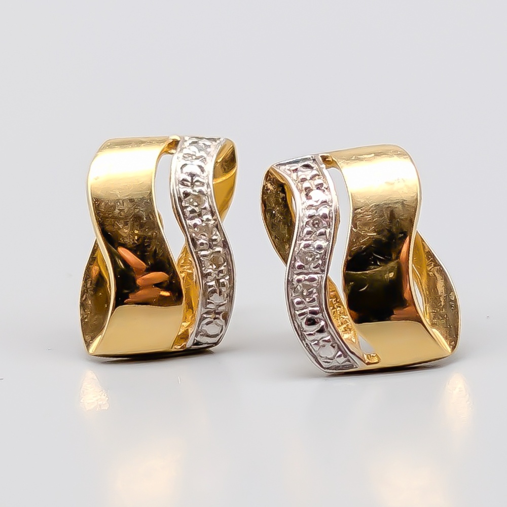 Diamond Earrings in Multicolored Gold 18K 1.97g 12mm