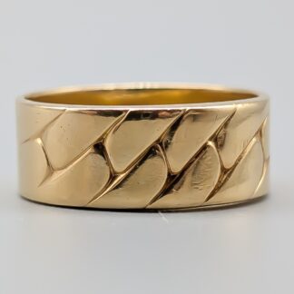 Ring in Gold Curb Chain 18K 7.19g 21mm
