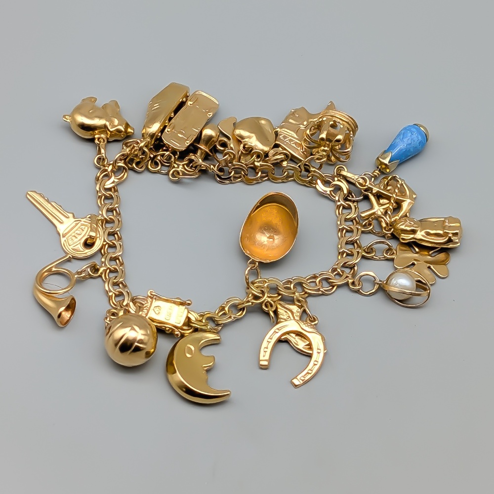 16.5cm Bismarck Chain in Gold with Charms 18K 22.9g - Image 2