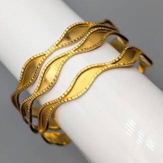 18cm 3 pcs Rigid Wavy Bracelet in Gold 21K 31.41g