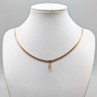 50cm Curb Chain in Gold with Pendant with White Stone 18K 14.1g