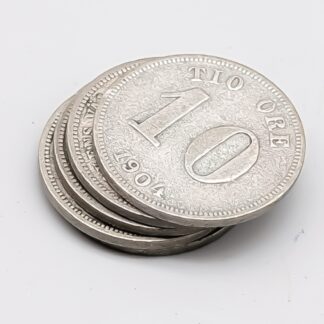 5 pcs 10 öre Sweden 1873-1907 S400 6.86g 15mm