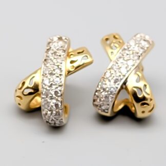 Earrings in Gold with White Stones 18K 8.02g 17mm