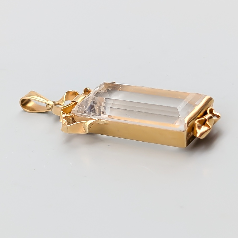 Pendant in Gold with White Stone 18K 9.68g 41mm - Image 2