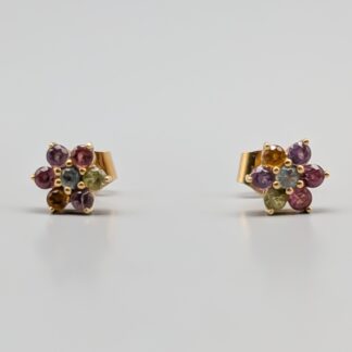 Earrings in Gold with Colored Gemstones 18K 2.24g 9mm