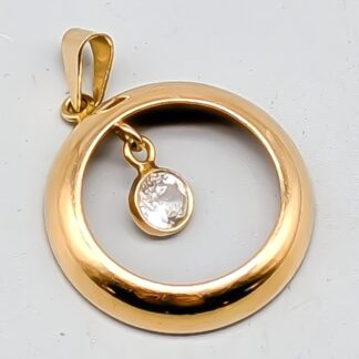 Pendant in Gold with White Stone 18K 5.54g 23mm