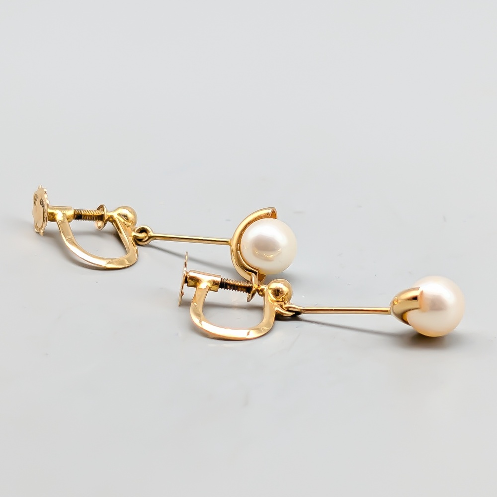 Clips in Gold with Cultured Pearls 18K 2.87g 25mm - Image 2