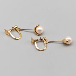Clips in Gold with Cultured Pearls 18K 2.87g 25mm