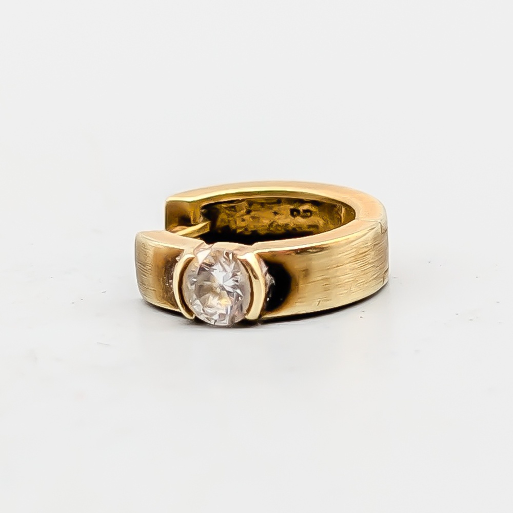 Single Earring with White Stone in Gold 14K 1.71g 14mm