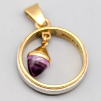 Pendant in Multicolored Gold with Purple Stone 18K 8.85g 26mm