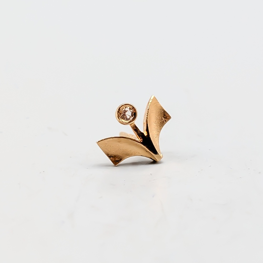 Single Earring with White Stone in Gold 18K 0.73g 10mm