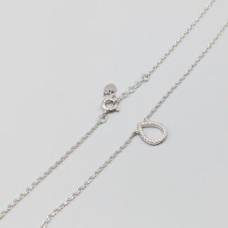 43cm Cable Chain in Silver with Integrated Pendant with White Stones Drop S925 2.71g