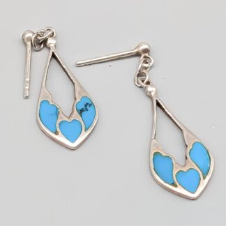 Earrings in Silver with Turquoise Stones S925 2.05g 31mm
