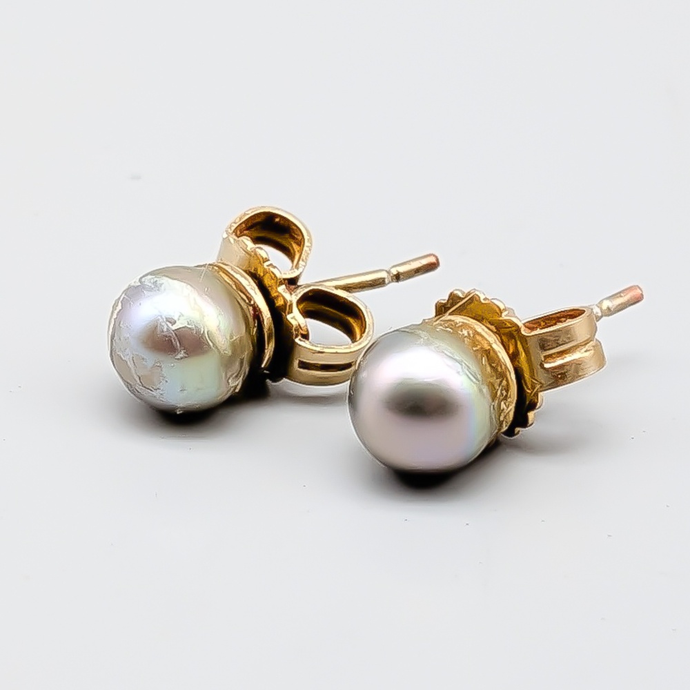 Earrings in Silver with Faux Pearls S925 1.59g 7mm