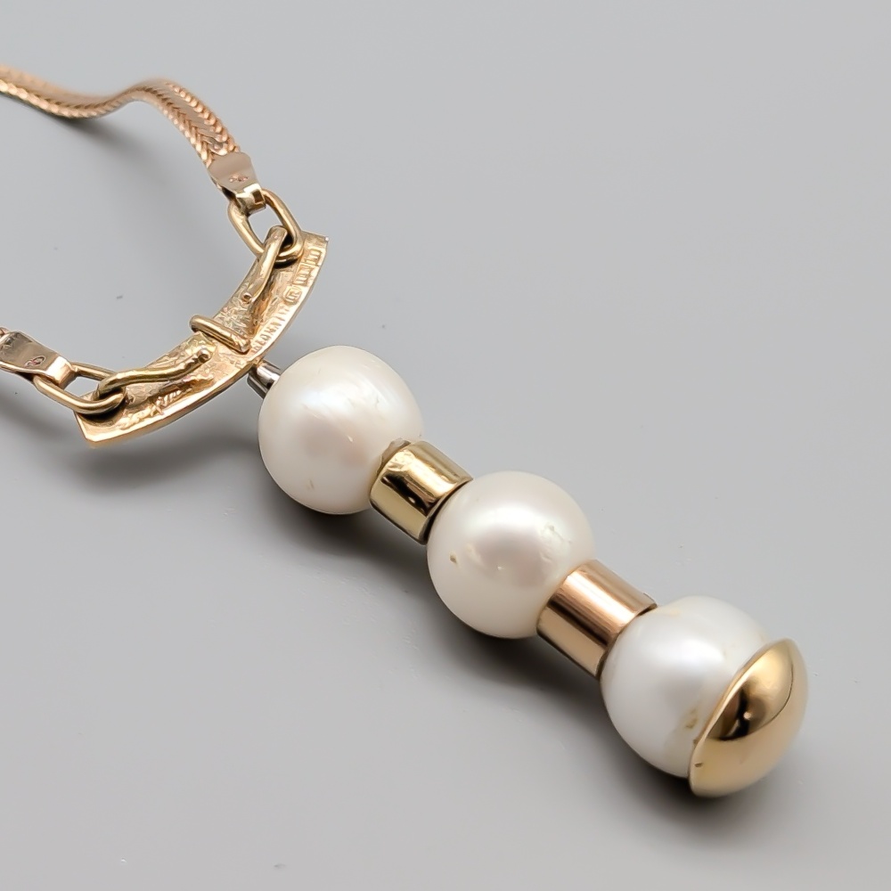 47cm Elon Arenhill Foxtail in Gold with pendant with Cultured pearls 18K 18.28g - Image 3