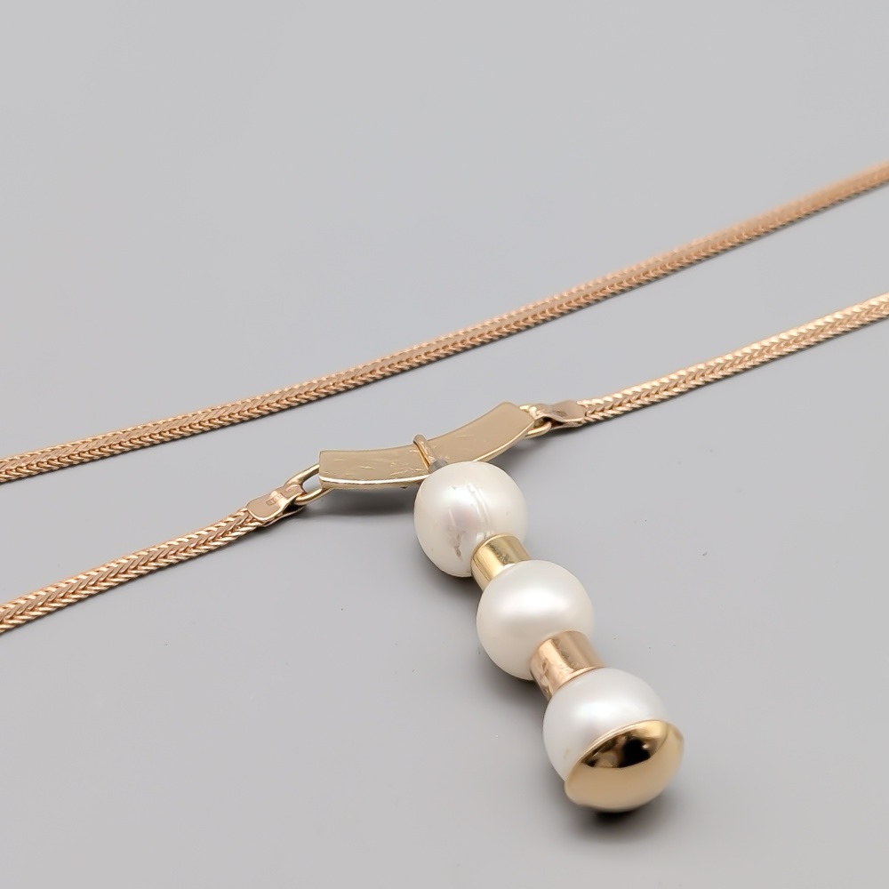 47cm Elon Arenhill Foxtail in Gold with pendant with Cultured pearls 18K 18.28g - Image 2
