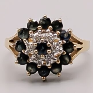 Diamond Ring in Gold with Safirer 18K 4.01g 17.25mm