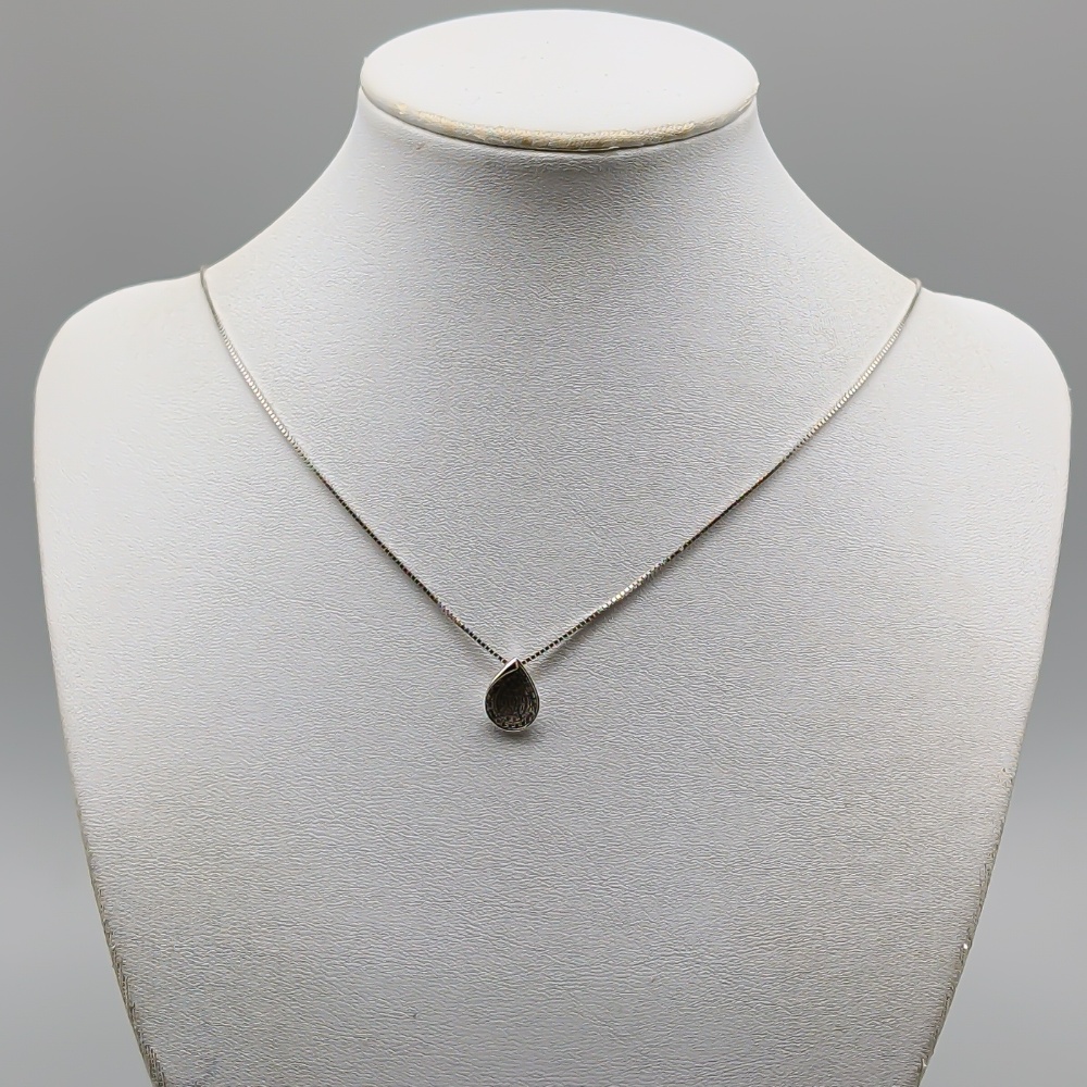 45.5cm Box Chain in White Gold with pendant with diamonds 18K 3.83g