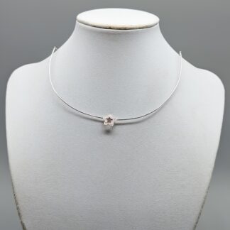 39cm Bangle necklace in White Gold with Star with Diamonds 18K 4.67g