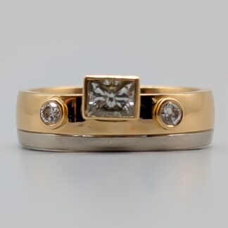 Diamond Ring in Multicolored Gold 0.87 CT 18K 14.45g 21.75mm