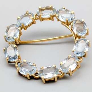 Brooch in Gold with Blue Stones 18K 3.84g 27mm