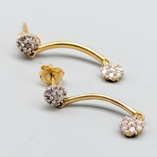 Earrings in Gold with White Stones 18K 4.22g 28mm